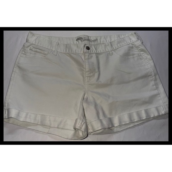 Old Navy Pants - Old Navy The Sweetheart Denim Shorts Womens 14 White Cuffed Casual Summer